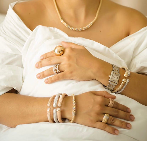 Modern  Gold Pink Bracelet 14 K