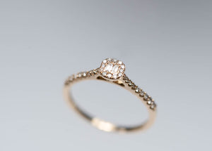 Rose Gold Square Diamond 14 K Ring-  Anillo de Oro Rosa Cuadrado 14 K