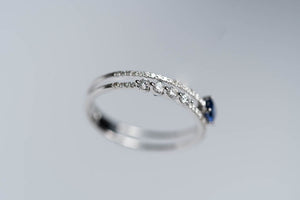 Gold Ring Sapphire white gold with Diamonds- Anillo de oro en Zafiro con Oro Blanco y Diamantes