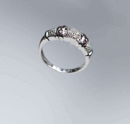 Gold Ring Pink Sapphire White Gold - Anillo en Oro Blanco con Zafiro Rosa